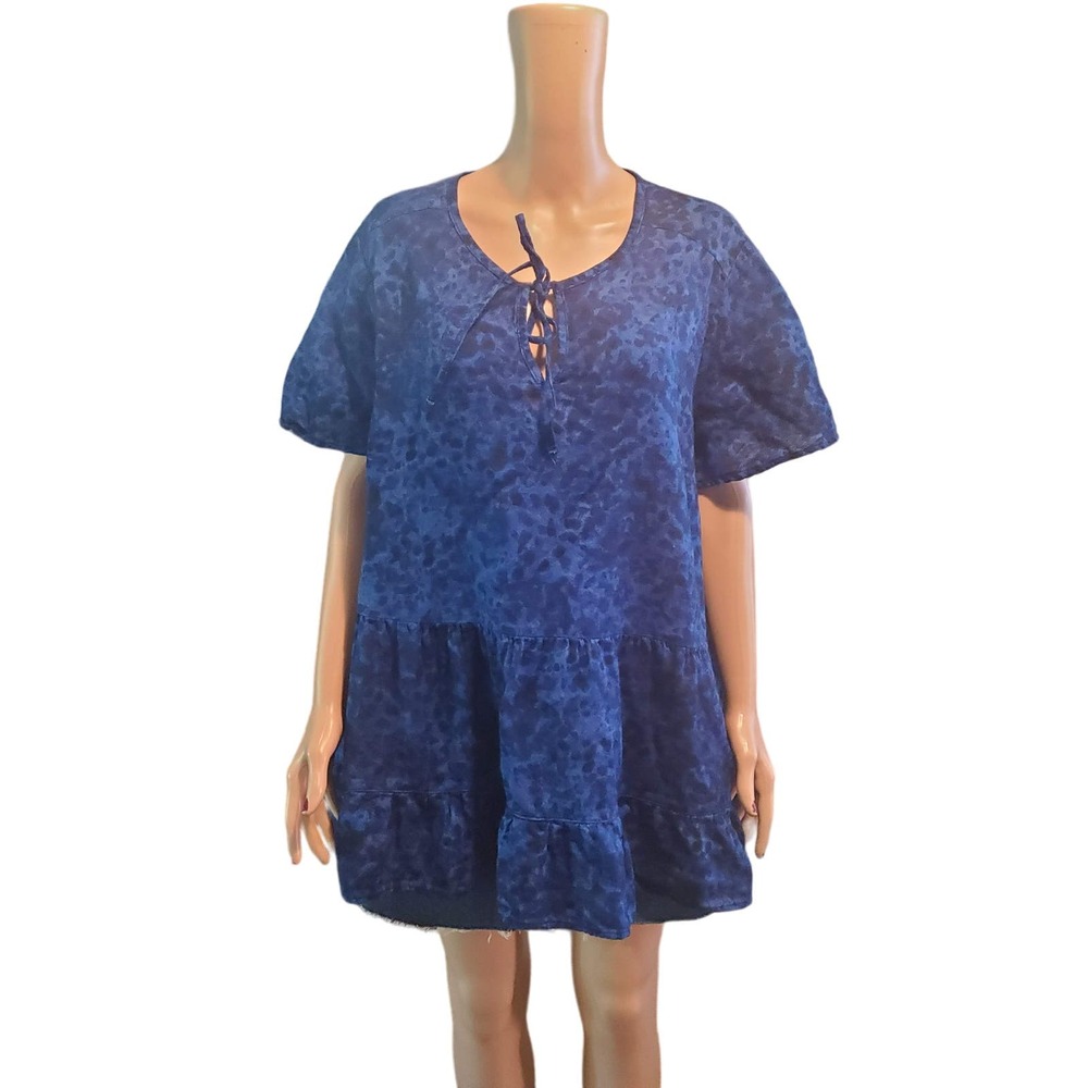 Terra & Sky Size 3X Plus Dark Navy Swing Tiered Top Keyhole Front Cotton